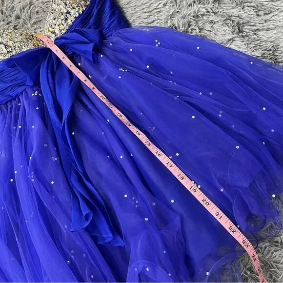 Sherri Hill Blue Mini Homecoming / Formal Dress Size 6 - Picture 10 of 10
